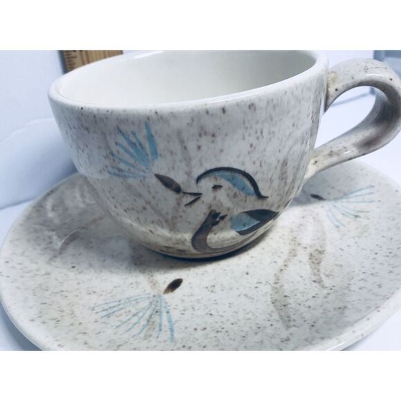 Red‎ Wing Pottery Bob White Quail  COFFEE CUP AND SAUCER - Picture 2 of 8